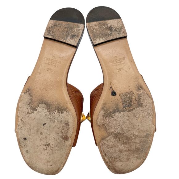 Valentino Garavani Roman Stud Slide Sandals EU 38.5 US 8.5 Brown Leather Mule - Picture 8 of 15